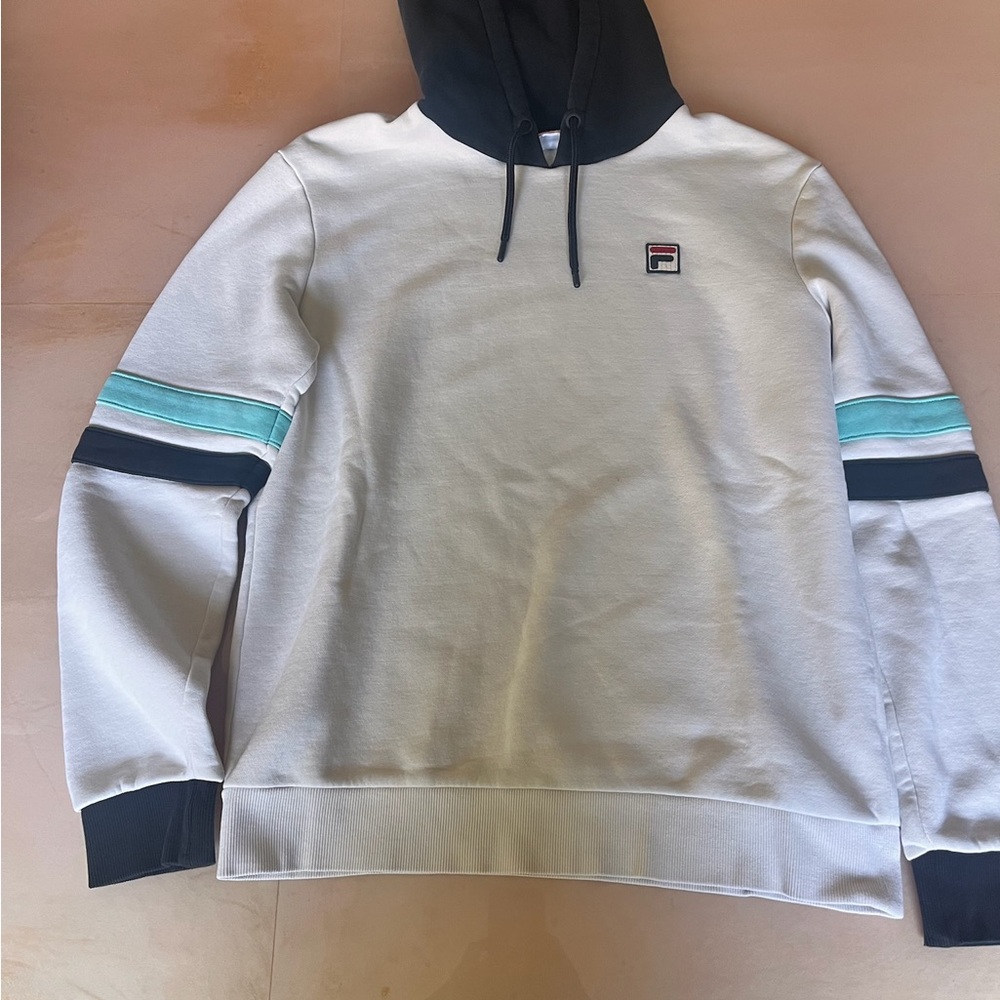 Fila White and Black Sweatshirt with Teal Accents